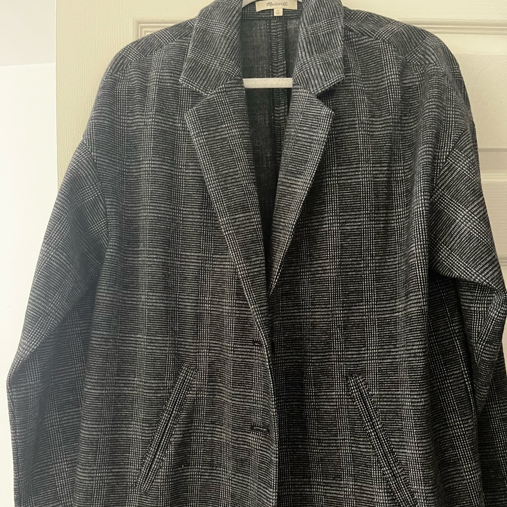 Madewell Plaid Knit Oversized Blazer